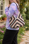 Handmade Crochet Market Bag: MoonMilk Rose